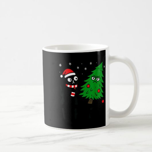 Funny Cute Black Cat What Jamas Christmas Tree Cos Koffiemok (Rechts)