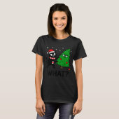 Funny Cute Black Cat What Jamas Christmas Tree Cos T-shirt (Voorkant volledig)