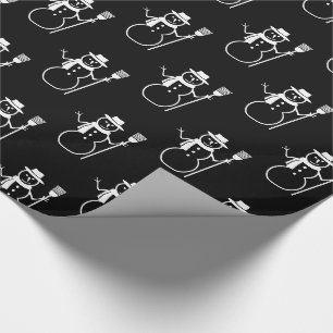Funny Cute Black en White Snowman Pattern Cadeaupapier