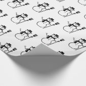 Funny Cute Black en White Snowman Pattern Cadeaupapier (Hoek)