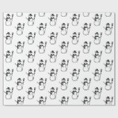 Funny Cute Black en White Snowman Pattern Cadeaupapier (Vlak)