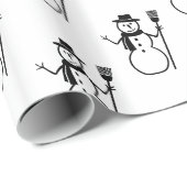 Funny Cute Black en White Snowman Pattern Cadeaupapier (Rol Hoek)