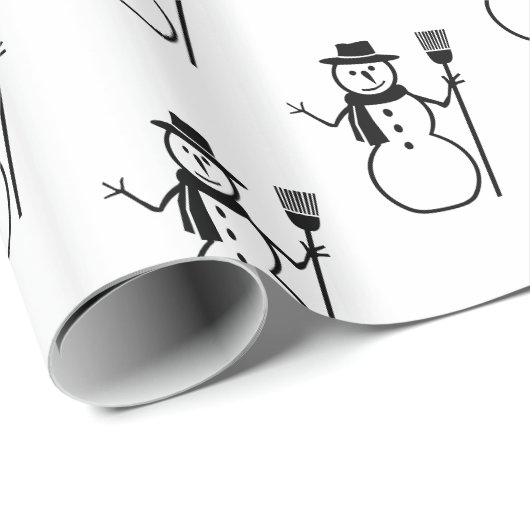 Funny Cute Black en White Snowman Pattern Cadeaupapier (Rol Hoek)