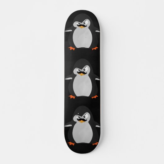Funny Cute Black Grey Oranje Angry Penguin Persoonlijk Skateboard (Voorkant)