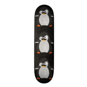 Funny Cute Black Grey Oranje Angry Penguin Persoonlijk Skateboard