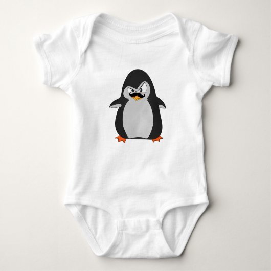 Funny Cute Black Grey Oranje Angry Penguin Romper (Voorkant)