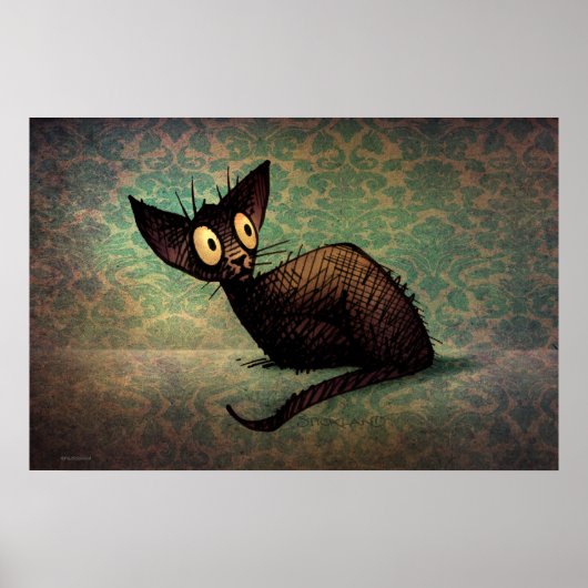 Funny Cute Black Oriental Cat Poster (Voorkant)