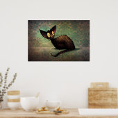 Funny Cute Black Oriental Cat Poster (Keuken)