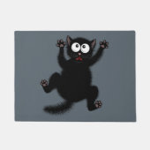 Funny Cute Black Scared Cartoon Cat, kitten Deurmat (Voorkant)