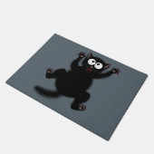 Funny Cute Black Scared Cartoon Cat, kitten Deurmat (Schuin)