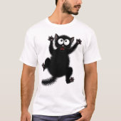 Funny Cute Black Scared Cartoon Cat, kitten T-shirt (Voorkant)