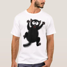 Funny Cute Black Scared Cartoon Cat, kitten