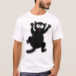 Funny Cute Black Scared Cartoon Cat, kitten T-shirt