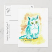 Funny Cute Blue Cat Briefkaart (Voorkant / Achterkant)