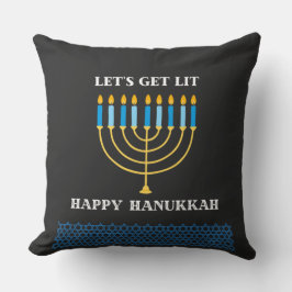 Funny Cute Blue Hanukkah Menorah Design Kussen