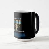 Funny Cute Blue Hanukkah Menorah Design Magische Mok (Voorkant rechts)