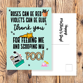 Funny Cute Blue Happy Moederdag van kat Briefkaart