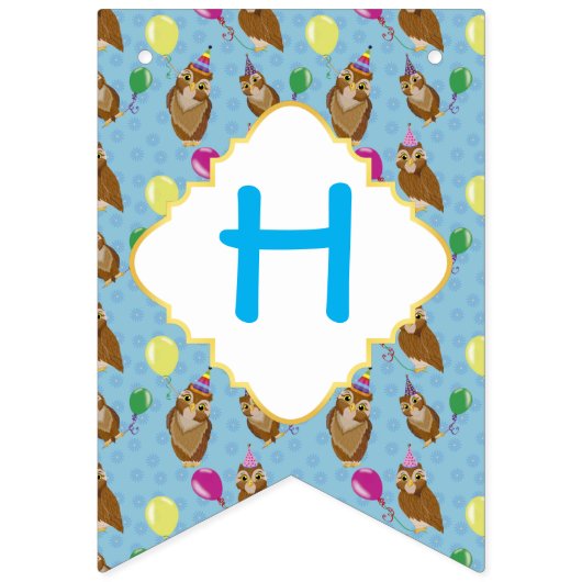 Funny Cute Blue Owl 2e verjaardag Vlaggetjes (Tweede vlag)