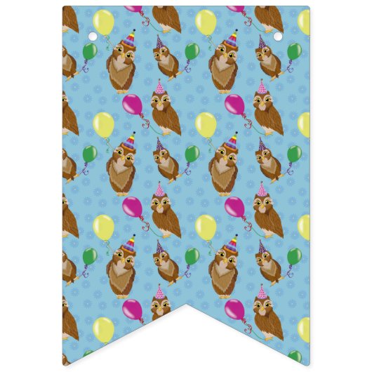 Funny Cute Blue Owl 2e verjaardag Vlaggetjes (Eerste vlag)