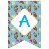 Funny Cute Blue Owl 2e verjaardag Vlaggetjes (Derde vlag)