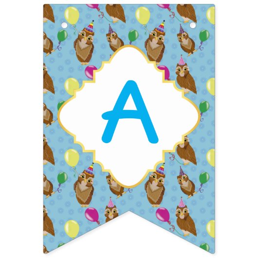 Funny Cute Blue Owl 2e verjaardag Vlaggetjes (Derde vlag)