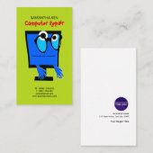 Funny Cute Blue PC Repair Visitekaartje (Voorkant / Achterkant)