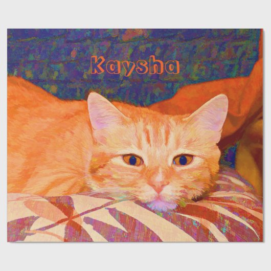 Funny Cute Bright Oranje Tabby Cat Decoupage Cadeaupapier (Vlak)