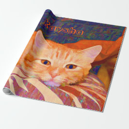 Funny Cute Bright Oranje Tabby Cat Decoupage Cadeaupapier