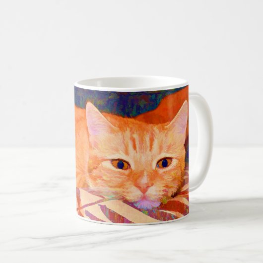 Funny Cute Bright Oranje Tabby Cat Koffiemok (Voorkant rechts)