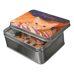 Funny Cute Bright Oranje Tabby Cat Puzzel