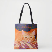 Funny Cute Bright Oranje Tabby Cat Tote Bag (Voorkant)