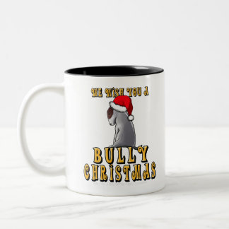 Funny Cute Bull Terrier-kerstontwerp Tweekleurige Koffiemok