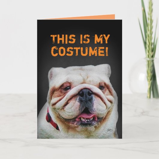 Funny Cute Bulldog Halloween Kaart (Voorkant)