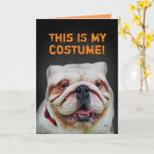 Funny Cute Bulldog Halloween Kaart (Gele Bloem)