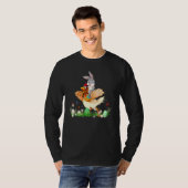Funny Cute Bunny Riding Chicken Happy Easter Chick T-shirt (Voorkant volledig)