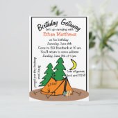 Funny Cute Camp Out Birthday Party Kaart (Staand voorkant)