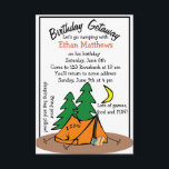 Funny Cute Camp Out Birthday Party Kaart<br><div class="desc">Deze zomerkamp-uitnodiging voor zowel volwassenen als kinderen kenmerkt een schattig grappig kampeerafbeelding in de bossen. Wat je ook maar wilt vieren voor deze klassieke camping-uitnodiging is perfect voor allerlei feestelijkheden. Uitnodiging om te gebruiken voor verjaardagsuitnodigingen, uitnodigingen of zomerkamp voor uitnodigingen. Alle standaardtekst (voorbeeldinfo) kan volledig met uw eigen formuleringen worden...</div>