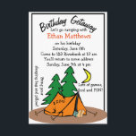 Funny Cute Camp Out Birthday Party Kaart<br><div class="desc">Deze zomerkamp-uitnodiging voor zowel volwassenen als kinderen kenmerkt een schattig grappig kampeerafbeelding in de bossen. Wat je ook maar wilt vieren voor deze klassieke camping-uitnodiging is perfect voor allerlei feestelijkheden. Uitnodiging om te gebruiken voor verjaardagsuitnodigingen, uitnodigingen of zomerkamp voor uitnodigingen. Alle standaardtekst (voorbeeldinfo) kan volledig met uw eigen formuleringen worden...</div>