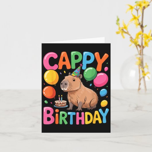 Funny Cute Capy Capybara Animal Birthday Party Sup Kaart (Gele Bloem)