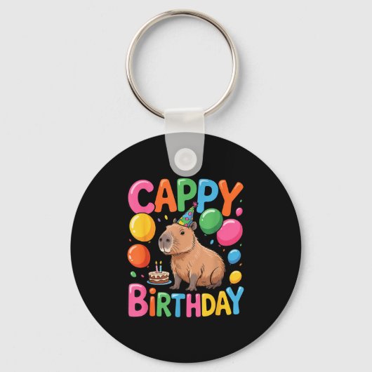 Funny Cute Capy Capybara Animal Birthday Party Sup Sleutelhanger (Voorkant)