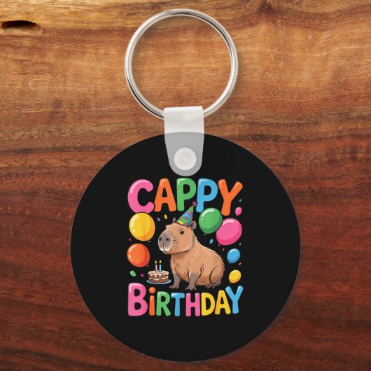 Funny Cute Capy Capybara Animal Birthday Party Sup Sleutelhanger (Voorkant)