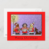 Funny Cute Carolers die Dog Illustration zingen Briefkaart (Voorkant / Achterkant)