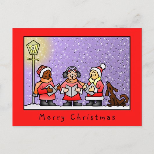 Funny Cute Carolers die Dog Illustration zingen Briefkaart (Voorkant)