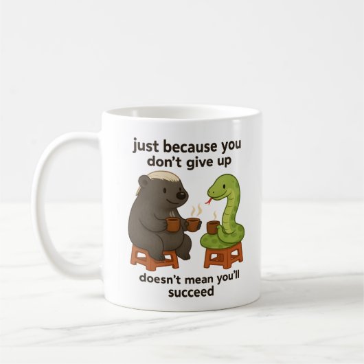 Funny, cute, cartoon animal snake short quote gift koffiemok (Links)