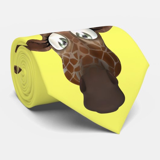 Funny Cute Cartoon Giraffe Geel Stropdas (Opgerold)