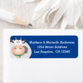 Funny Cute Cartoon Koe Adres Etiket (Insitu)