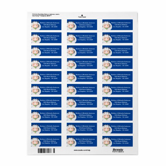 Funny Cute Cartoon Koe Adres Etiket (Full Sheet)