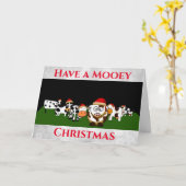 Funny Cute Cartoon Koe kerst Kaart (Gele Bloem)