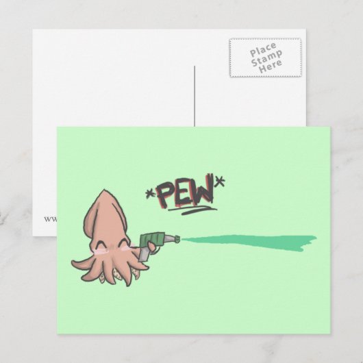 Funny Cute Cartoon Lazer Squid Briefkaart (Voorkant / Achterkant)