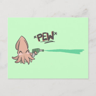 Funny Cute Cartoon Lazer Squid Briefkaart